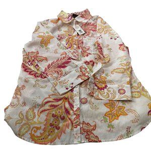 George Women's Size Small 4-6 Camp Shirt Roll Sleeves Ivory New With Tags